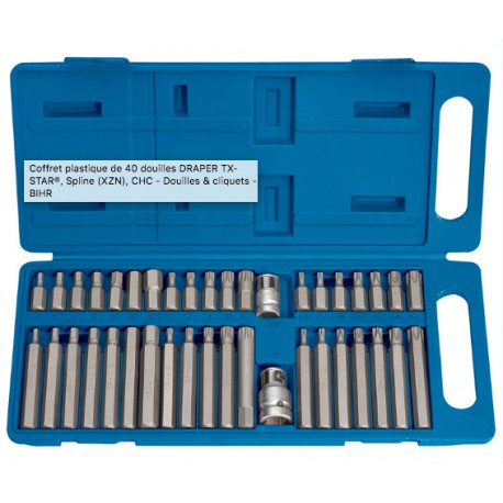 Coffret plastique de 40 douilles DRAPER TX-STAR®, Spline (XZN), CHC
