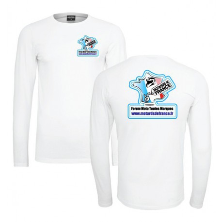 T Shirt Blanc  manches longues Forum motards de france
